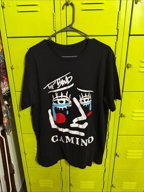 Black The 'Camino' Band Graphic Tee with Colorful Face Print